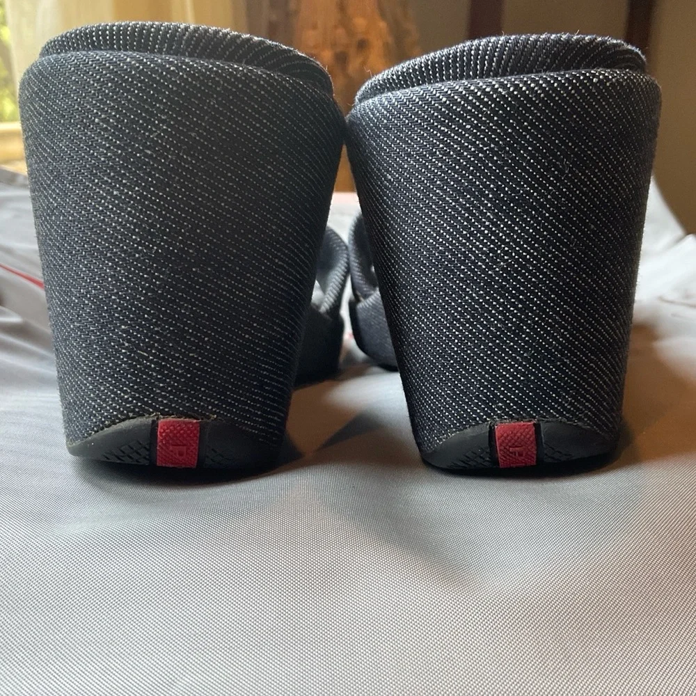 Prada Denim Wedge Slides, Size 36.5 - Picture 4 of 10